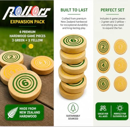 Rollors Backyard Game Expansion Pack (Disks Only) | Wooden Yard Game, Combining Horseshoes, Bocce, Bowling, Fun for All Ages and Families