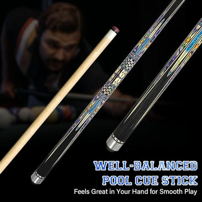 2-Piece Canadian Maple Pool Cue Stick with Portable Hard Case -12.5mm Leather Tip, 58" Billiard Sticks 19 oz/ 20 oz - Precision Crafted for Straight Shots and Balanced Performance - style: Blue-20 oz