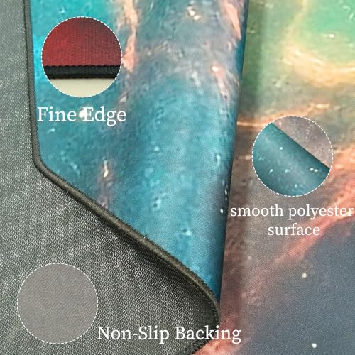 USTIDE Large Gaming Chair Mat Vibrant Galaxy Carpet Nonslip Rubber Desk Chair Mat Office Gaming Floor Mat for Kids Teens Adults 51"x51" - color: Green/Red