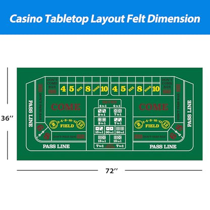 GSE Games & Sports Expert 36" x 72" Double-Sided Casino Layout Felt, Las Vegas Style Tabletop Mat for Parties, Home Entertainment, Poker Game Night - style: Roulette&Craps