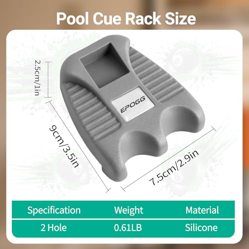 Pool Cue Holder, Portable Weighted Billiard Cue Rack with Chalk Holder, Cue Stick Holder Grey (2 Holes) - style: 2 Holes-Grey