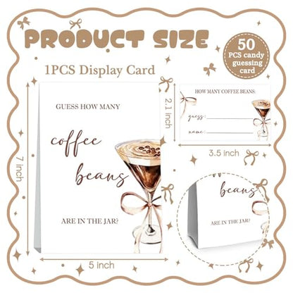 Coffee Party Decorations,Coffee Guess How Many Baby Shower Game,Guess How Many Coffees Beans Are In The Jar, Bridal Shower Games, Party Games & Activities 50 Cards And Sign - size: coffee