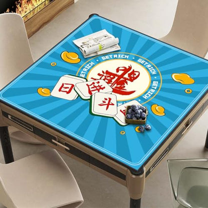 Mahjong Mat, Non-Slip Noise Reducing Game Mat, 31.5 Inch Mahjong Table Mat,Mahjong Mat with Cloth Bag and Carton Storage,Suitable for Mahjong, Dominoes, Solitaire and Other Games. (Rich-Blue) - color: Rich-blue