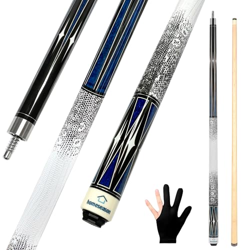 HomeSeason Pool Cue Stick 58" Billiard Cue Sticks 3D Printed Grip Professional Low Deflection Pool Sticks Maple Wood Pool Sticks 13mm Tip - color: 21oz