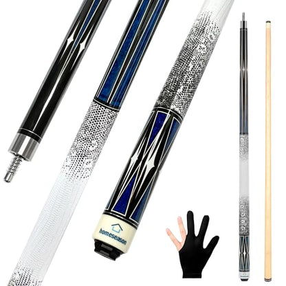 HomeSeason Pool Cue Stick 58" Billiard Cue Sticks 3D Printed Grip Professional Low Deflection Pool Sticks Maple Wood Pool Sticks 13mm Tip - color: 21oz