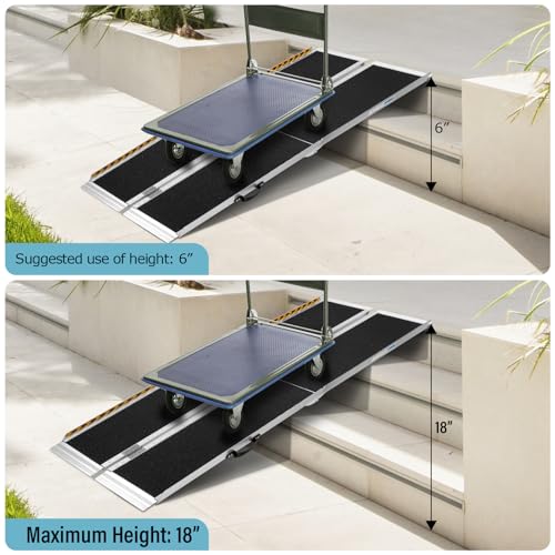 6FT Portable Wheelchair Ramp, Aluminum, 28.3" Width | Non-Skid Handicap Threshold Wheel Chair Ramp for Home Steps, Stairs, Entry, Threshold, Doorways, 600LBS Capacity,28in Wide - size: 6FT-tri-fold-black