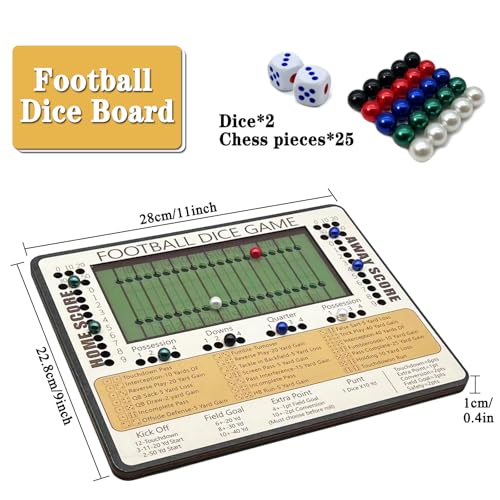 Football Dice Board Game – Fun Wooden Tabletop Game for Family Game Night, Icebreaker, and Parties – Exciting Dice Football Game with Dice Tray, Perfect for Adults