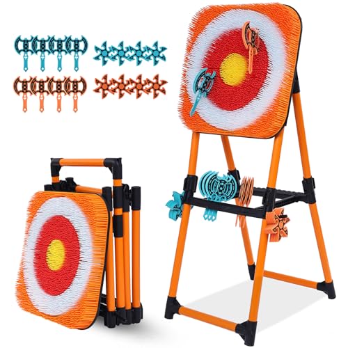 Axe Throwing Game Bristle Target with 16 Throwing Axes, Axe Throwing Outdoor Games for Kids Adults and Family, Backyard Games, Yard Game