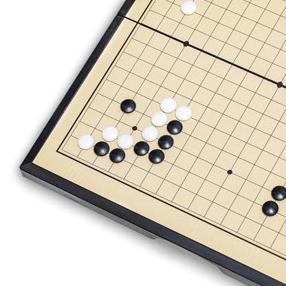 Go Game Set 11 inches - Foldable, Portable and Travel Set, (19 x 19) Strategic Magnetic Board Game (weiqi)