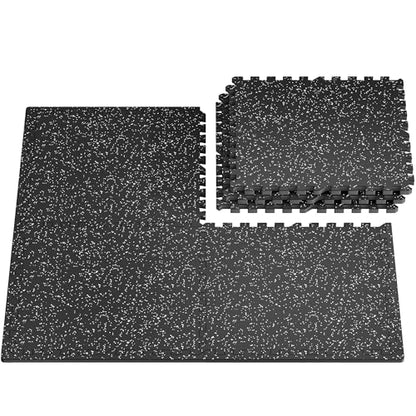 PRAISUN 0.56" Rubber Top Gym Flooring, Heavy Duty Interlocking Gym Mats for Home Gym, Non-Slip Workout Mat, 24 x 24in Large Gym Floor Mat, Protect Floors from Weights & Equipment, 24 Sq Ft, Black/Grey - size: 6 Tiles (24 Sq Ft)