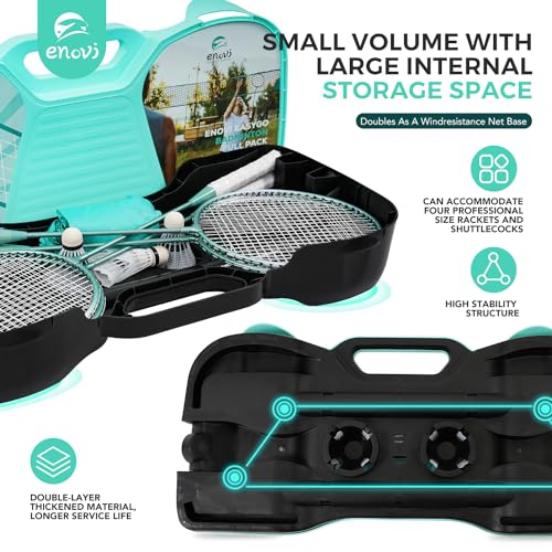 EasyGo Badminton Set with Net, 4 Rackets, 4 Shuttlecocks, Portable Storage Box, for Backyards, Outdoor Games, Yard Games | Badminton Set, Outdoor Games, Yard Games