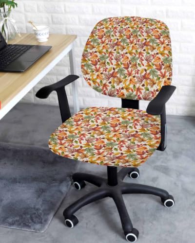 Savannan Office Chair Cover, Fall Thanksgiving Fall Leaves Protective Stretch Elastic Universal Cover for Desk Task Chair,Computer Rotating Chair 1 Pcs Pastoral Gradient Leaves