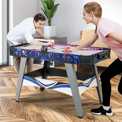 KOTEK 54 Inch Air Hockey Table, Light-Up Table Hockey with Digital Led Scoreboard & Powerful 12V Motor, Hockey Table Game for Game Room, Home & Office, Includes 2 Pucks & 2 Pushers