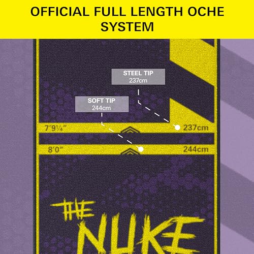 Target Darts Luke Littler Dart Mat, The Nuke Darts Mat | Dart Oche Mat with Soft Tip and Steel Tip Throw Line Distances | Non Slip Carpet Mats for Floor and Dart Tips Protection