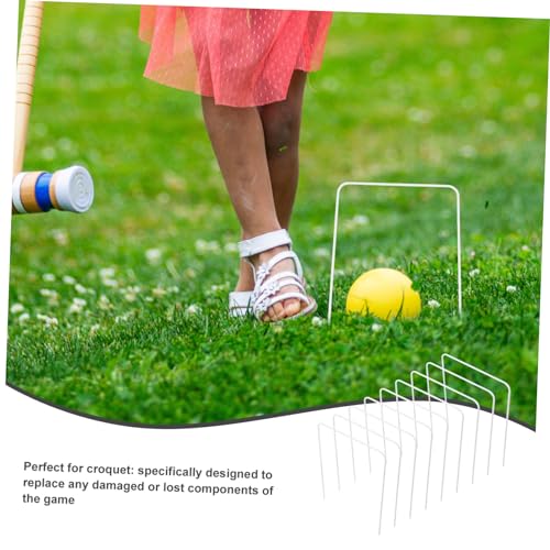 Happyyami 9pcs Heavy Duty Croquet Wickets Replacement Iron Gateball Accessories Lawn Game Toy