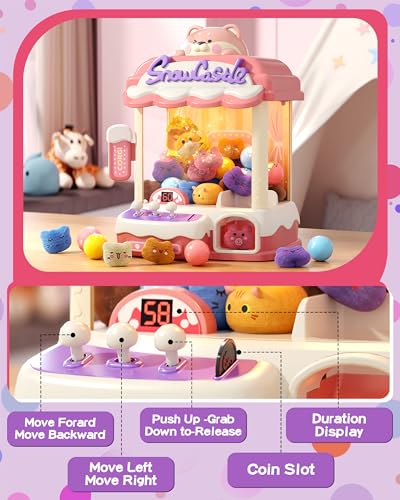 Jovow Claw Machine for Kids, Mini Vending Machine with Music, Prize Dispenser Toys for Girls and Boys, Electronic Claw Game Machine for Party Birthdays, Includes 45 Mini Toys (Medium)