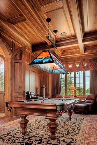 TOCHIC Vintage Pool Table Light, 6-Light Rustic Tiffany Style Fishing Billiard Hanging Light Fixture for Billiards Table Game Room Man Cave, Farmhouse Kitchen Island Dining Room Chandelier Lighting