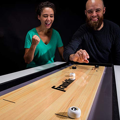 Franklin Sports 2-in-1 Shuffleboard Table and Curling Set - Portable Tabletop Set Includes 8 Rolling Mini Pucks - 45"