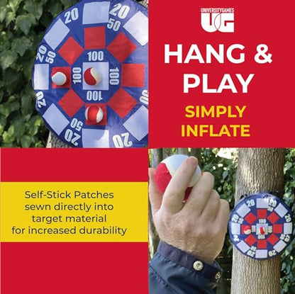 University Games, Lawn Party Collection, Inflatable Dart Ball Game Set with (3) Self Stick Tennis Balls - Fun Indoor + Outdoor Tennis Toss - 24" x 24"