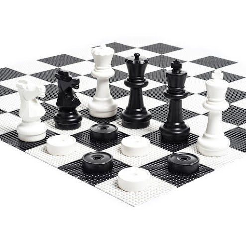 MEGACHESS Giant Chess Set - 25 inch King, with Giant Checkers Set and Giant Plastic Chess Board