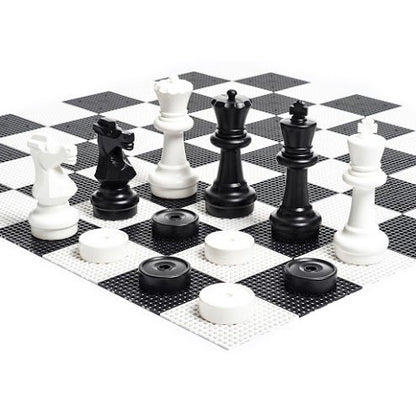 MEGACHESS Giant Chess Set - 25 inch King, with Giant Checkers Set and Giant Plastic Chess Board