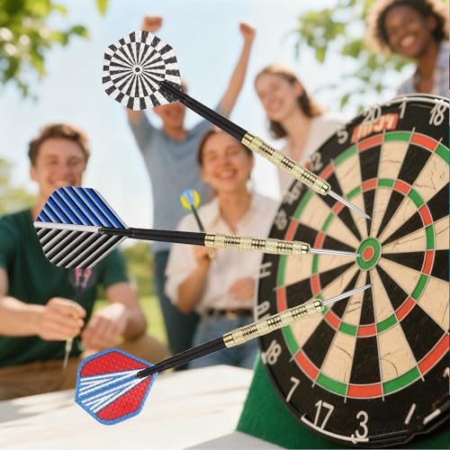 MaxMau 18 pcs Steel Tip Darts Set for Dartboard Metal Point Aluminum Foil Dart Flights