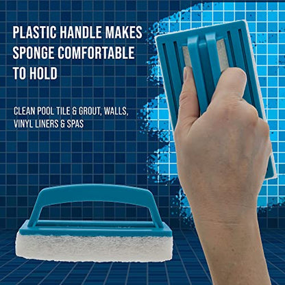 U.S. Pool Supply Hand-Held Pool Scrub Brush, 2 Pack - Scrubbing Scouring Sponge Pad - Clean Pool Tile & Grout, Walls, Vinyl Liners, Spas - Surface Cleaning Scrubber, Kitchen, Bathroom Tub, Shower Tile - size: 3x6