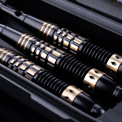 Steel Tip Darts Set 3 Pack, Copper Barrel Metal Tip Darts with Aluminum Shafts, 6 Extra Flights, Dart Tools and Carrying Case for Dartboard