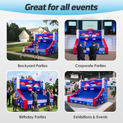 Inflatable Basketball Hoop Shot 13×10×10ft, Blow Up Inflatable Basketball Game with Balls, Air Blower, Inflatable Games for Outdoor Parties, Carnival Events, Lawn Games - color: Classic