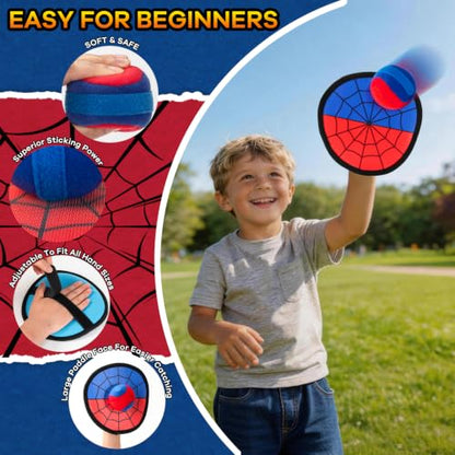 Toss and Catch Ball Game - Beginner Sticky Balls & Kids Baseball Training Glove Toy Paddle - 2026 Top Outdoor Game for Family Boys & Girls - Fun Birthday Gift Idea for 3 4 5 6 7 8 9 10 + Year Boys