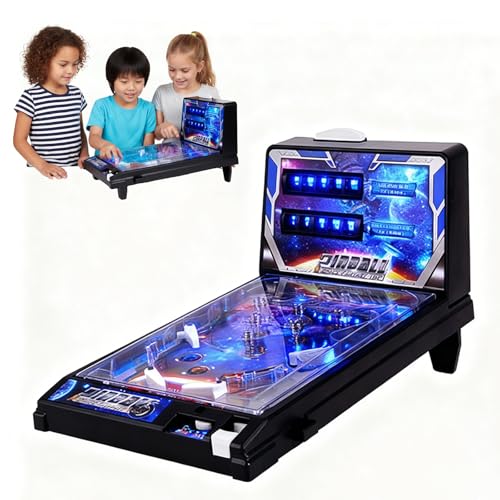 Classic Pinball Machine for Kids, Compact Tabletop Toy with Light, Retro Fun Pinball Game, Action and Reflex Arcade Game, for Children and familiy