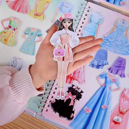 Magnetic Princess Dress Up Paper Doll Pretend Play Toys Magnet People Clothes Puzzles Game for 3+ Year Old Girls Toddler,Preschool Learning Created Imagine Set Birthday Gift - style: A Set