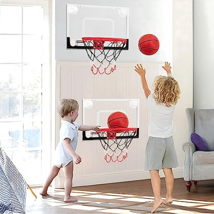 Indoor Mini Basketball Hoops Backboard with Powerful Suction Cups,Wall Mounted Door Basketball Hoops,Toys with Balls Gifts for Kids Boys Teens (43x30CM) (Black-White-1) - color: Black-white-1