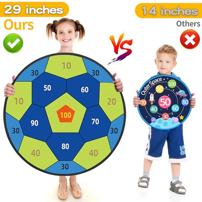 29" Large Dart Board for Kids,with 24 Sticky Balls+12 Sticky Darts,Indoor/Sport Outdoor Fun Party Play Game Toys,Birthday for 3 4 5 6 7 8 9 10 11 12 Year Old Boys Christmas Girls - style: 29in-2in1-Purple 100 Scores Target With 24 balls 12 darts
