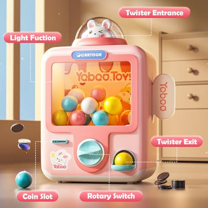 Skirfy Vending Machine Kids Toys Mini Claws Machine 12 Erasers Operated Gumball Prize Machine Maker Game Claws Machine Easter Game Sensory Toys Dolls Gifts（Pink） - color: Pink