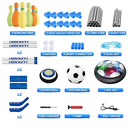 HopeRock 3-in-1 Hover Soccer Ball Hockey Bowling Set, Indoor and Outdoor Toys for Kids Ages 3-12, Outside Toys with LED Lights, Christmas Birthday Gifts for 3 4 5 6 7 8 9+ Year Old Boys Girls - style: Style A
