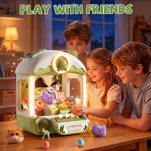 Large Claw Machine for Kids, Dinosaur Vending Machines Toys for Boys 4-6, Mini Candy and Prize Electronic Dispenser Game with Sound Lights, Idea Birthday Gift for 3 4 5 6 Year Old Boy Girl - color: Green