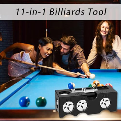 11-in-1 Billiards Pool Cue Tip Shaper, Large and Small Pool Cue Tips Kit, Pool Cue Shaper