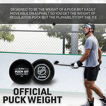 Franklin Sports NHL Hockey Stick Handling Balls - (4) Hockey Training Aids for Stick Handling + Hands Practice - On + Off Ice Equipment - Weighted + Mini Balls for Speed Training