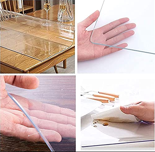 Clear PVC Table Cover - Waterproof, Oilproof, Easy to Clean Wipeable Protector for Kitchen, Dining, Coffee Tables - 2mm Thick, 100x110cm Size, Durable and Stylish