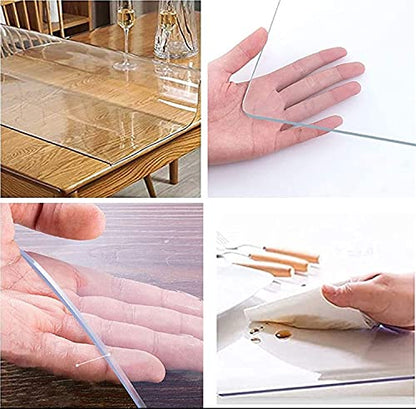 Clear PVC Table Cover - Waterproof, Oilproof, Easy to Clean Wipeable Protector for Kitchen, Dining, Coffee Tables - 2mm Thick, 100x110cm Size, Durable and Stylish