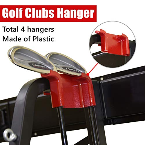 WALMANN Wall Mount Golf Bag Organizer Extra Large 2 Golf Bags Stand Golfing Equipment and Accessories Storage Rack for Garage Shed Basement