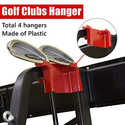WALMANN Wall Mount Golf Bag Organizer Extra Large 2 Golf Bags Stand Golfing Equipment and Accessories Storage Rack for Garage Shed Basement