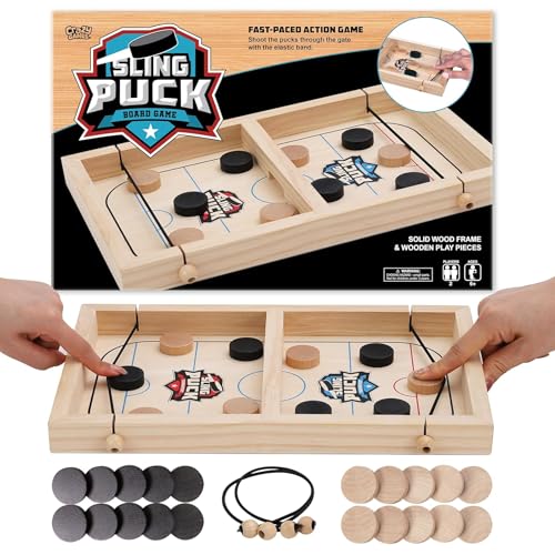 Fast Sling Puck Game - Super Winner Slingshot Puck Board Game - Sling It Shot 2 Player Hockey Table for Kids, Teen and Adults - Christmas Indoor Family Tabletop Games - style: 14 Inch Small