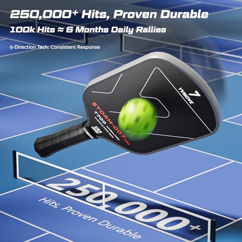 YVmove USAPA Approved Raw Carbon Fiber Pickleball Paddle, 16mm Thermoformed Pickleball Racket with High Spin & Extended Grip, Professional Pickleball Paddle for Control and Power - color: Classic Black