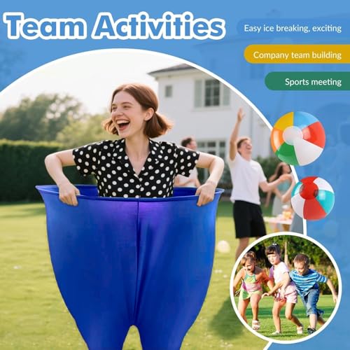 Granny Pants Yard Game,Granny Pants Outdoor Game,2pcs Giant Oversized Granny Funny Pants Set with 16 Bouncy Balls and 2 Pump for Family Reunion Games, Backyard Gatherings Team (Blue+Redw)