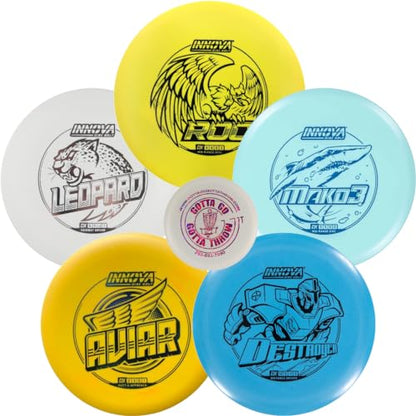 INNOVA DX 3 Disc Golf Starter Kits for Men, Women, & Kids, Putter, Midrange, Driver, Bonus G3T Mini, Weight Ranges 140-180, Beginner Frisbee Golf Set, Fade Bag Sold Seperat
