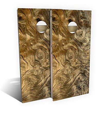 Slick Woody's Professional-Grade Cornhole Boards - 4'x2' Solid Wood Regulation Woodgrain Bean Bag Toss Game with 8 Resin Filled Bags - color: Buckeye Burl