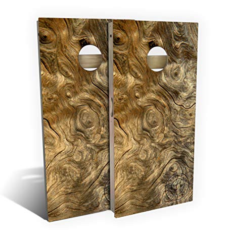 Slick Woody's Professional-Grade Cornhole Boards - 4'x2' Solid Wood Regulation Woodgrain Bean Bag Toss Game with 8 Resin Filled Bags - color: Buckeye Burl