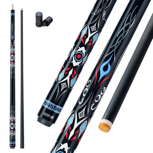 CRICAL COWCUE 58-Inch Carbon Fiber Pool Cue, Low Deflection, 12.5mm Tip | Adjustable pool cue with 3/8x8 joint for stable control, regular billiards practice and pool hall play. - color: CW-01